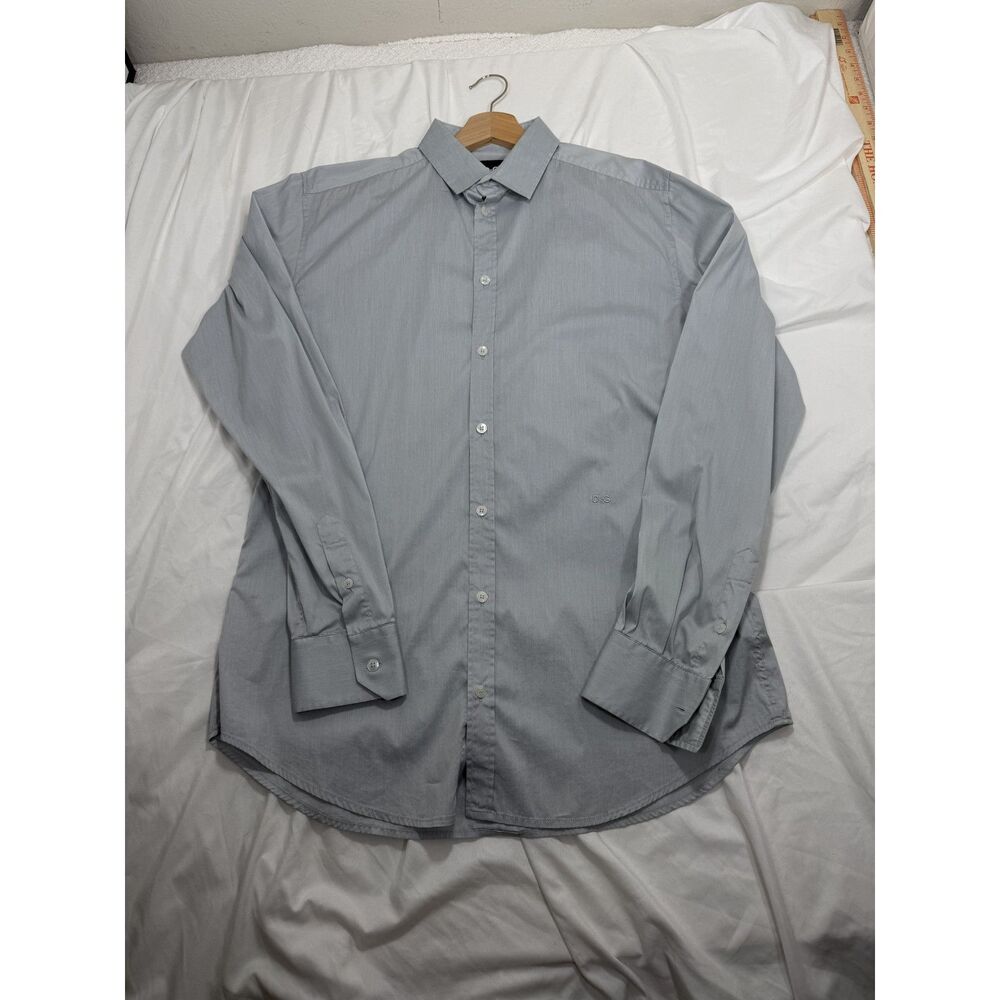 D&G Dolce & Gabbana Men's Grey Dress Shirt Stretch Cotton Sz 16 / EU 41